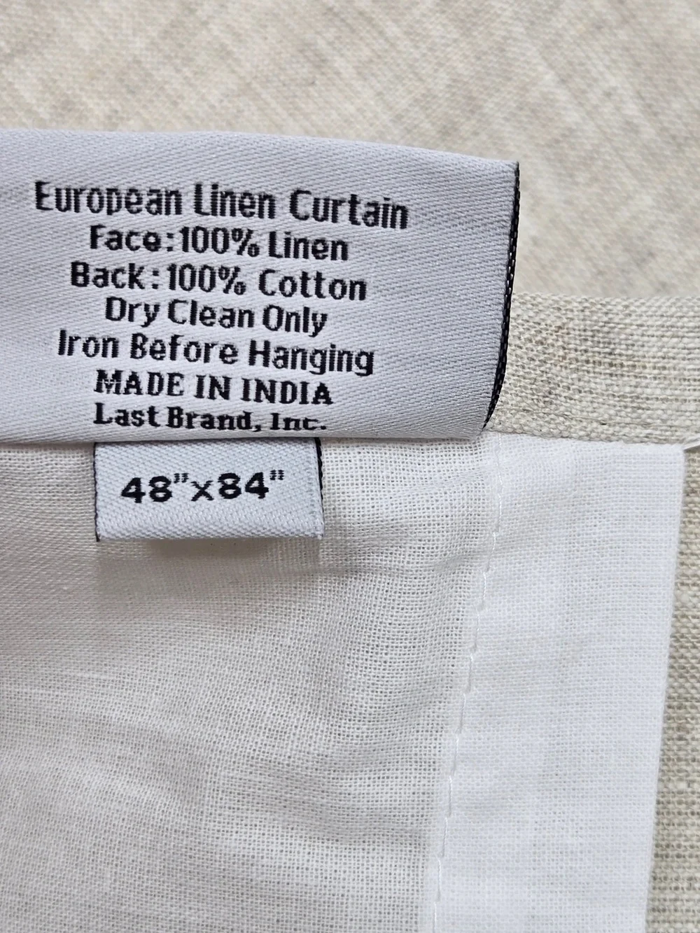 QUINCE Set Of 2 48x84 European Linen Curtains Flax 0061